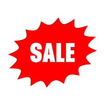 Red Sale Burst Graphic With White Text On Black Background Illustration