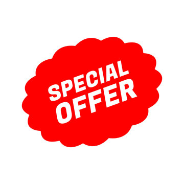 Red Special Offer Cloud Sticker With White Text On Black Background