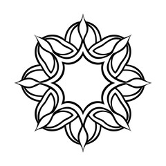 Poster - Floral design element with eight petal-like shapes a central circular space flower