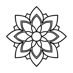Poster - Symmetrical floral design with layered petal shapes a central circle on flower symmetry