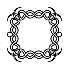 Poster - Decorative square frame with interwoven curved lines crescent shapes on border graphic