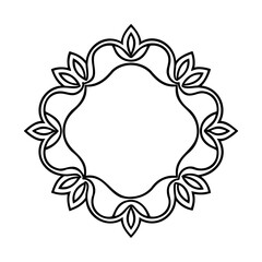 Poster - Floral frame with curved lines leaf-like shapes on a border element