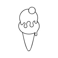 Poster - Outline ice cream cone with two scoops a small circle on top against icecream dessert