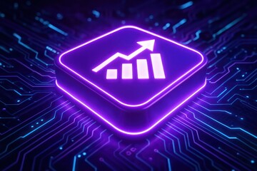 Poster - Illuminated graph trend with a rising arrow, glowing on a tech circuit background.