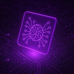 Poster - A futuristic digital brain icon glows with electric energy. Representing the fusion of human intellect and digital intelligence.