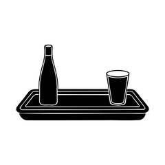 Poster - Graphic a bottle glass on a tray against a drink beverage