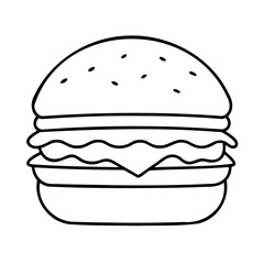 Poster - A hamburger with bun sesame seeds cheese fillings on fast food