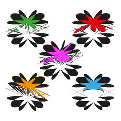 Poster - Abstract flower Vector. Splatter bloom graphic. Chaotic petal design. Colorful grunge elements.