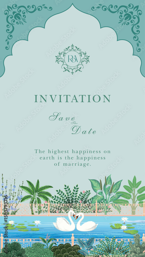 Traditional wedding invitation card design. Rajasthani Jaipuri wedding ...