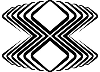 Fototapete - Vector abstract Stepped Design element for design in social networks, advertising, packaging, video. Modern dynamic pattern of black lines on a white background. Letter X. Number 8