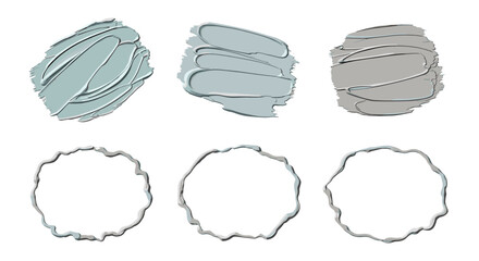 Poster - Assorted cosmetic product swatches and empty containers arranged in a grid pattern on a white surface