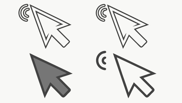 Illustration of four cursor icons with varying styles and click indicators on a white background view