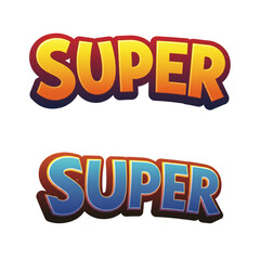 Poster - Animated super text design with gradient fill in orange and blue offers a cheerful typographic element for creative concepts.
