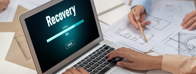 Fototapete - data backup restoration recovery restore data from cloud storage brisk and provide planned network reserve business data