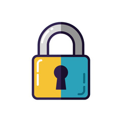 Fototapete - A colorful, stylized padlock illustration with a keyhole, representing security.