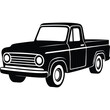 © Design_a2z - Black Silhouette Illustration of a Classic Pickup Truck with White Accents