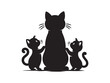 © Creative Ai Shop - The cat has her kittens silhouette vector. The silhouette set of a cat and kitten has a modern design on a white background