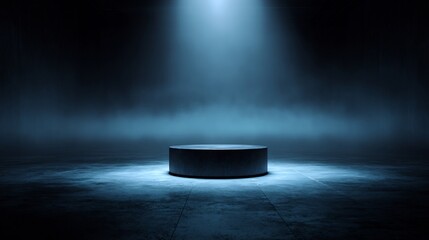 Poster - Elegant podium illuminated by a soft spotlight in a minimalist studio setting perfect for product