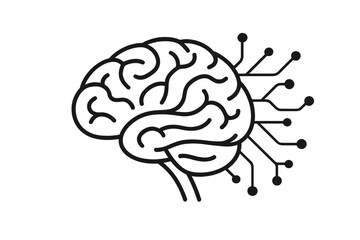 Poster - Human brain icon with digital circuit connections. Artificial intelligence, machine learning, and neuroscience concept. Metaphor for mind, data, innovation, and modern technology.