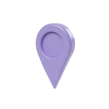 3d rendered purple map pin marker icon isolated on transparent background