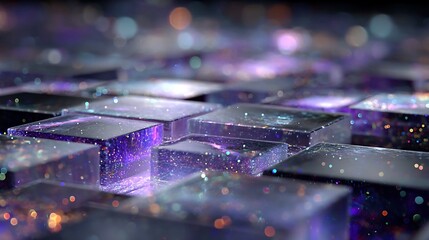 Aufkleber - Abstract background with sparkling translucent cubes in shades of violet and blue, perfect for