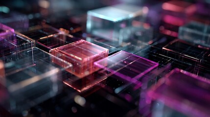 Aufkleber - Abstract technology background with transparent cubes showcasing connectivity and innovation