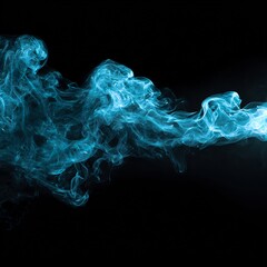 Aufkleber - Ethereal turquoise smoke flowing gracefully against a stark black backdrop creating mesmerizing