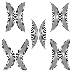 Poster - Abstract line pattern. Geometric shape Vector. Optical illusion illustration. Black white symmetry.