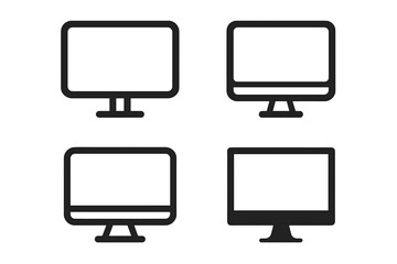Fototapete - Modern Computer Monitor Icon Set, Flat Display Device Symbols, Minimalist Technology Screen Collection, Digital Electronics Vector, Desktop PC, Transparent Background, Black Outline Illustration