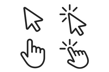 Fototapete - Mouse Cursor Icon Set – Arrow Pointer, Hand Click, Mouse Click, Interactive Pointer, Vector and Transparent PNG, UI Navigation, Web Design Elements, User Interface Symbols, Digital Interaction