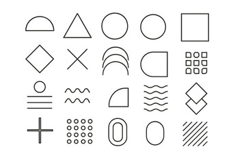 Poster - Minimalist Geometric Shapes Collection, Abstract Line Art, Contemporary Vector Elements, Modern Aesthetic Forms, Trendy Minimal Design, Simple Outline Symbols, Creative Graphic Resources