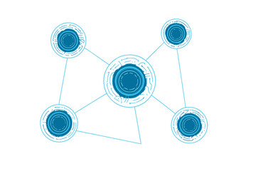 Aufkleber - Abstract futuristic technology background with glowing blue network nodes. Digital data communication system. Global internet web, blockchain or AI network concept vector.