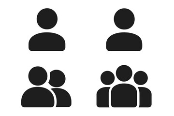 Poster - People icon set. User avatar sign and profile symbol. Group of people, team, and crowd pictogram. Simple glyph for contact, member, staff, and social community. Vector.