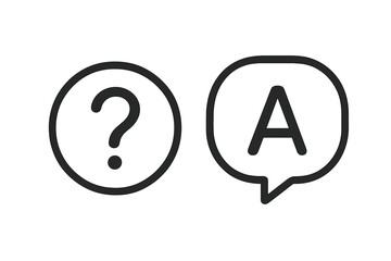 Aufkleber - Question and answer icon set. Q&A symbol for FAQ and support. Help and query button. Communication concept. Problem and solution vector illustration for web and mobile.