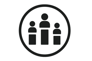 Poster - People icon in a circle. Team, group, family, community symbol. Leadership, collaboration, social network, user pictogram. Flat vector for logo, app, website UI design.