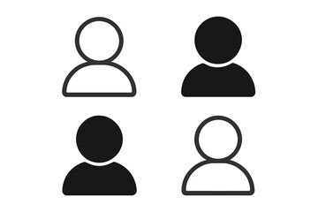 Fototapete - User avatar icon set. Profile symbol collection in outline and solid style. Flat person pictogram for web design, UI, UX. Member account silhouette vector illustration.