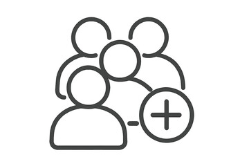 Poster - Add new user line icon for web and mobile apps. Team building and community growth concept. Group of people symbol for profile avatar. Join our team or new member sign up.