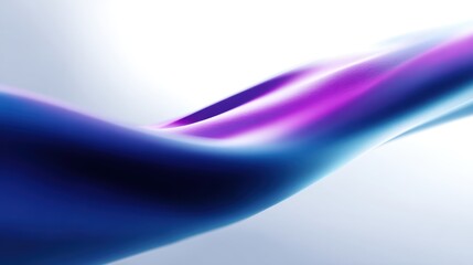 Poster - An abstract wave of blue and purple light flowing across a white background. Calm data flow, digital tranquility.