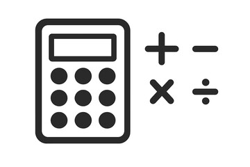 Aufkleber - Minimalist Calculator Icon Set – Flat Vector Illustration Featuring Simple Calculator, Mathematical Symbols, Plus, Minus, Multiply, Divide, for App, Web, User Interface, Transparent Background