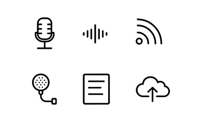 Poster - Monochrome minimalist media icons with audio and cloud upload symbols
