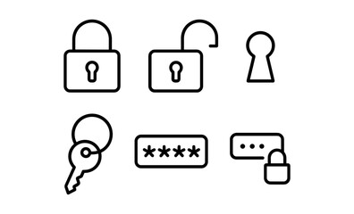 Poster - Simple lock and security icons set for digital privacy design