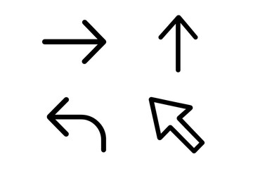 Aufkleber - Arrow icon set. Collection of black web icons in line style. Various direction signs for web and mobile app. Navigation, cursor, UI, and web graphic vector elements.