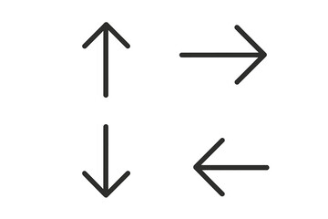 Aufkleber - Arrows big black set of 4 web icons in thin line style. Arrow collection signs for web and mobile app. Arrow icons with various directions. Cursor, UI, web graphics, pointer.