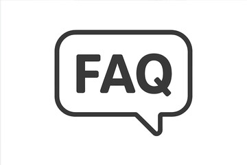 Aufkleber - FAQ Icon in Speech Bubble, Customer Support Help Symbol, Transparent Vector Button, Modern Flat Design, Black and White Minimalist Illustration, Online Assistance, Editable PNG and Vector