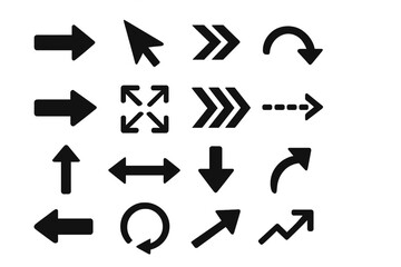 Aufkleber - Big set of black vector arrows. Collection of different arrow icons. Modern simple cursors and pointers for web design, navigation, mobile app, UI and UX.