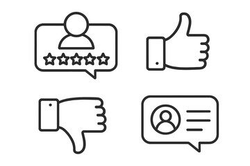 Poster - Customer satisfaction icons set in thin line style. Feedback, review, and rating symbols. Like and dislike, user experience survey for web and mobile app interface design.