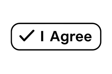 Aufkleber - I Agree button vector icon. Web element with checkmark for user interface design. Accept, confirm, and consent concept for website forms and terms of service agreements.
