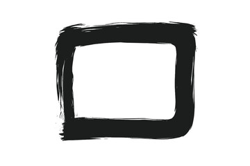 Aufkleber - Bold Black Brush Stroke Square Frame. Hand-Painted Border Design. Rough Grunge Ink Rectangle Isolated on White. Abstract Geometric Shape. Modern Artistic Vector Illustration for Graphic Resources