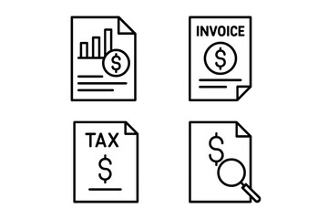 Poster - Accounting and finance line icon set. Business bookkeeping symbols. Includes financial report, audit, invoice, and tax return icons for web, mobile app, and UI design.