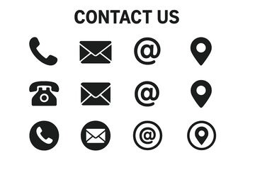 Aufkleber - Contact Us Icons Collection – Modern Communication Symbols Set for Business Cards, Websites, Mobile Apps, Email, Phone, Location, Social Media, Web Contact Buttons, Corporate Branding